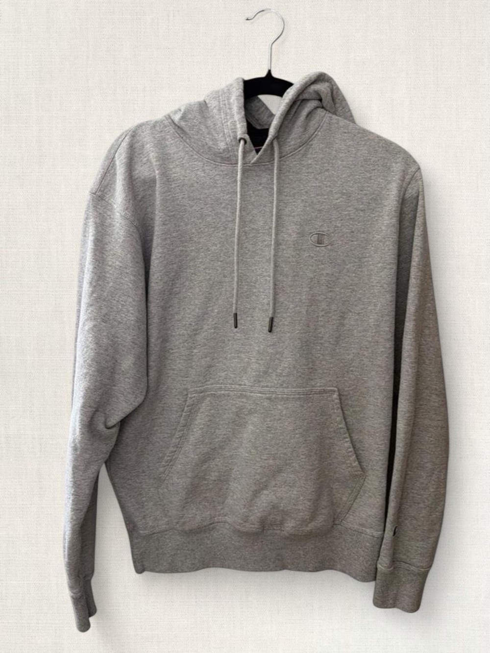 Champion Gray Hooded Pullover Sweatshirt with Kangaroo Pocket